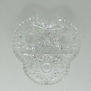 American Brilliant Cut Glass Nut Candy Dish Sawtooth Edge Crystal